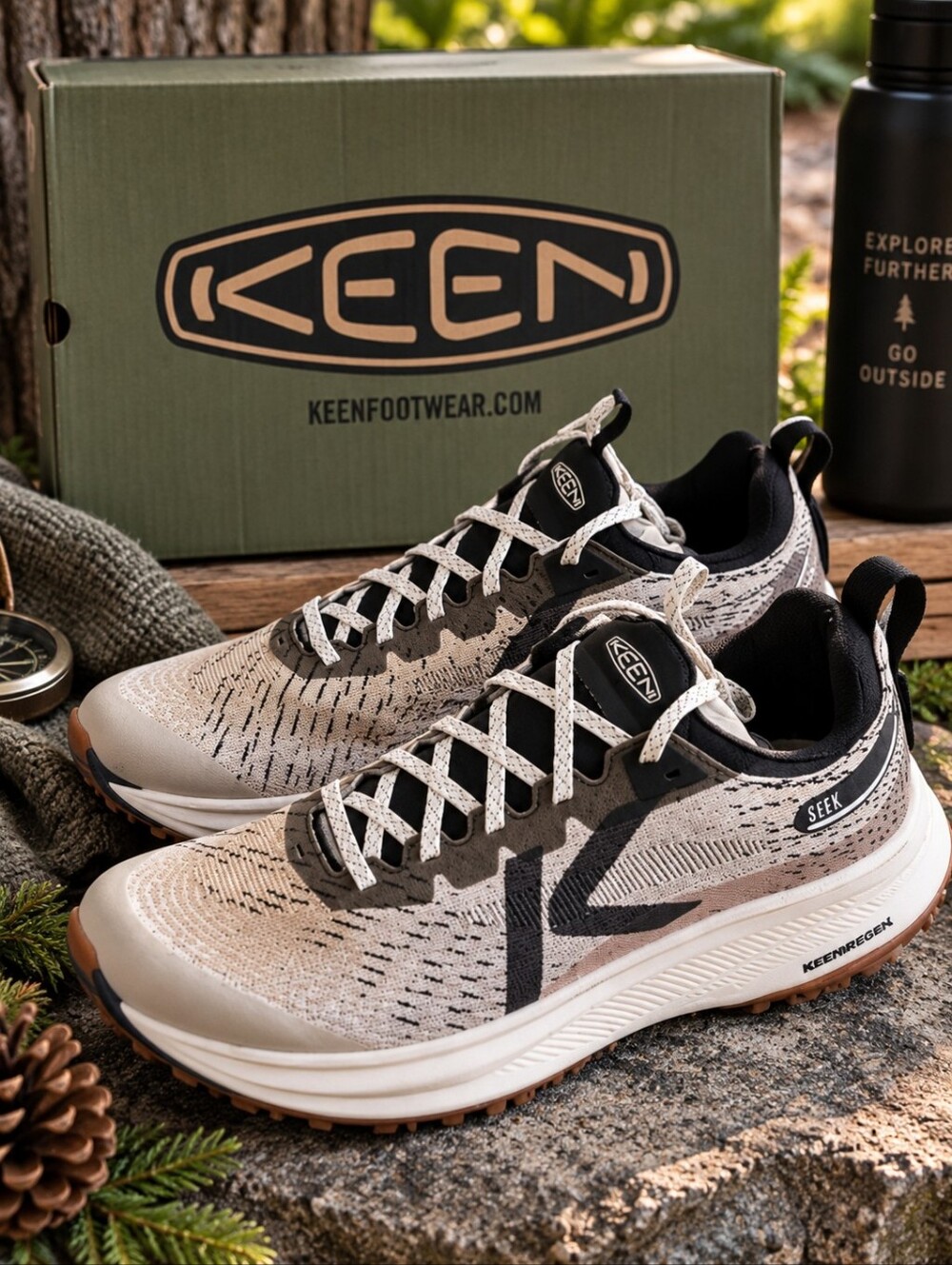 KEEN Seek Trail Running Shoes Safari Black Men’s 12 NIB 1032315